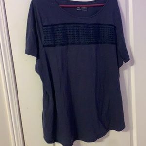 Blue office wear t-shirt. Casual wear with lace